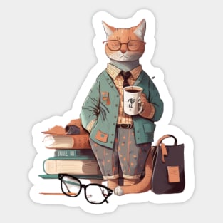 Books And Coffee And cats And Social Justice Sticker